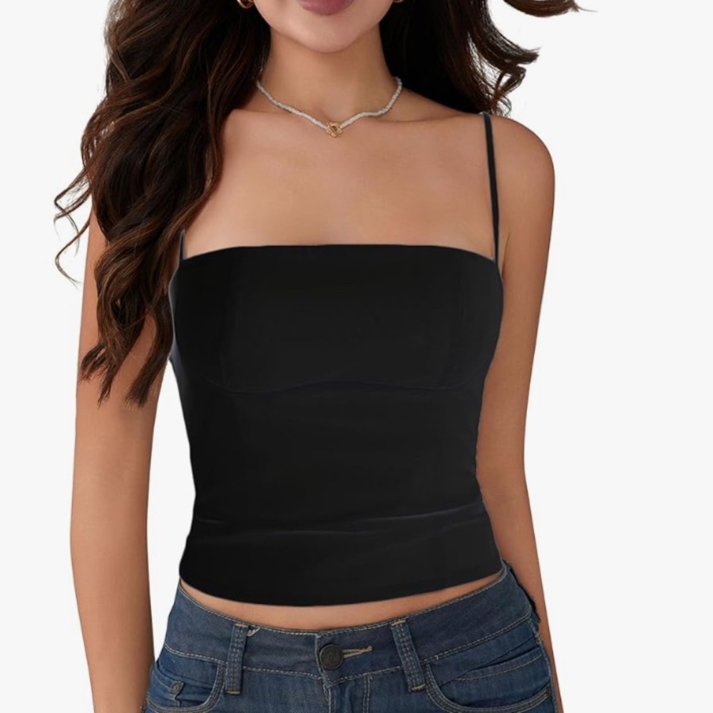 Camisole Black Top Zip Back